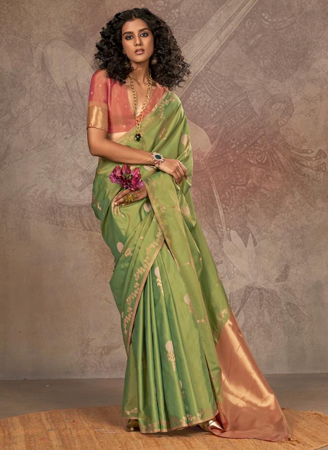 Silk Green Casual Wear Weaving Saree